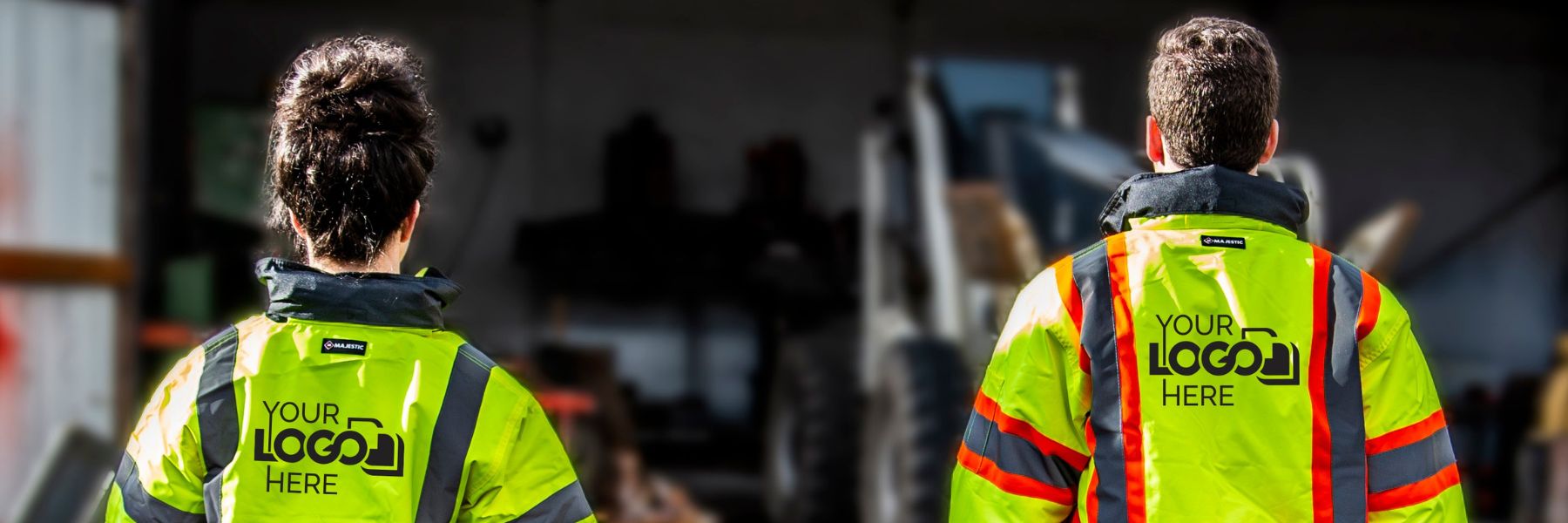 Two workers with customized PPE