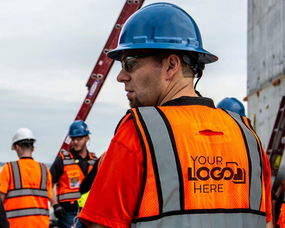 Worker wearing customized safety equipment